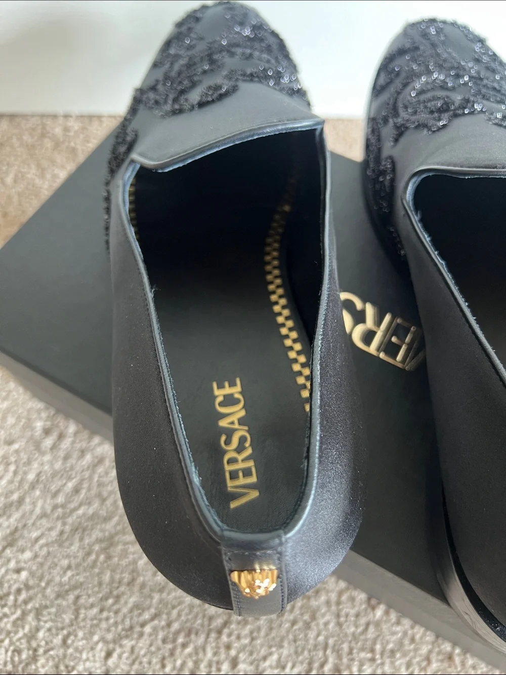 Versace embellished satin